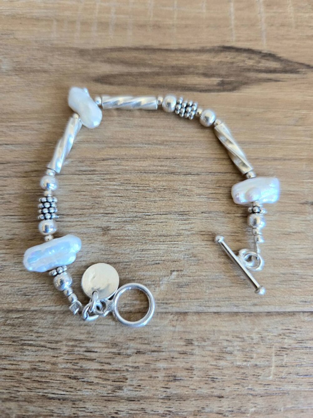 Lila 925 sterling silver bracelet with Fresh water Pearls